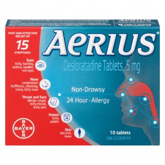 Aerius Desloratadine 24-Hour Allergy Relief, 10 Tablets